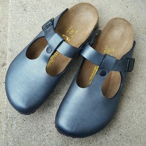 Birkenstock mules metalic steel color! Papillo