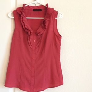 The Limited dark pink pleated collar blouse
