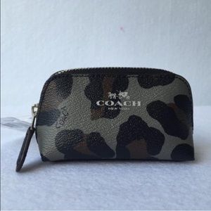 Coach Grey Ocelot Print Coin Purse