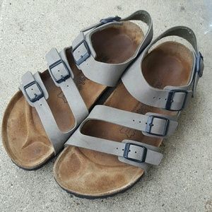 Birkenstock strap sandals stone brown grey