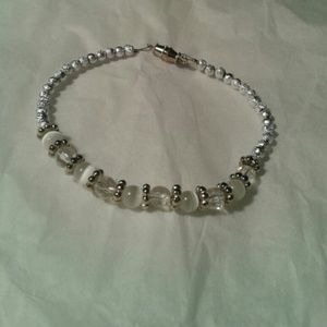 Silver and White Bracelet