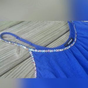 Sparkly Sequin Trimmed Royal Blue EXPRESS Tank Top