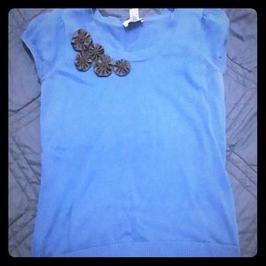 SALE--Loft blue knit cap sleeve shirt