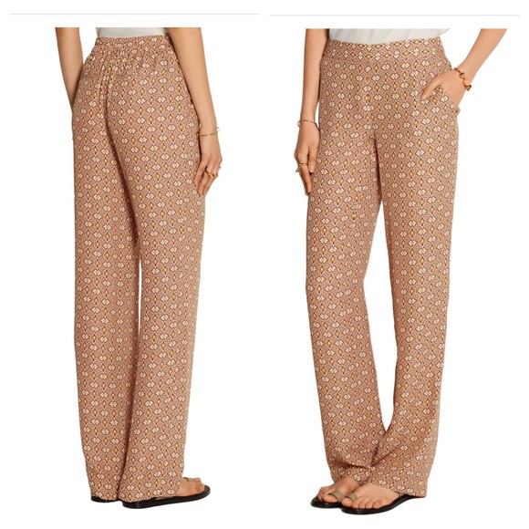 NWOT THEORY MITRANA FOULARD PEACH PRINT SILK PANTS - Picture 2 of 5