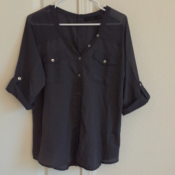 The Limited dark grey lightweight blouse