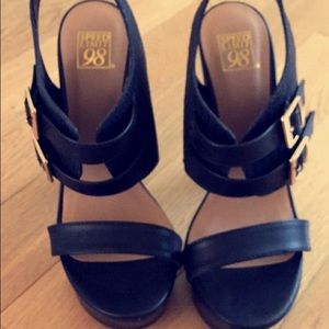 Black Platform Summer Heels, Chunky Heel