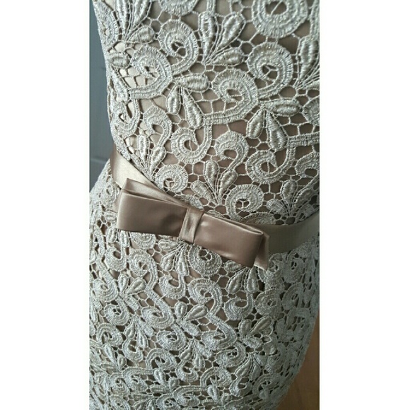 Jessica McClintock Guipure Lace Strapless Dress - Picture 2 of 4