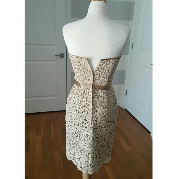 Jessica McClintock Guipure Lace Strapless Dress - Picture 3 of 4