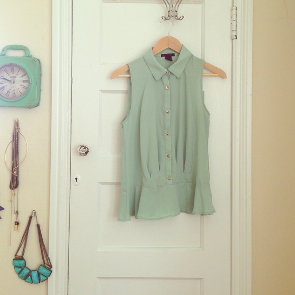 Mint green peplum tank