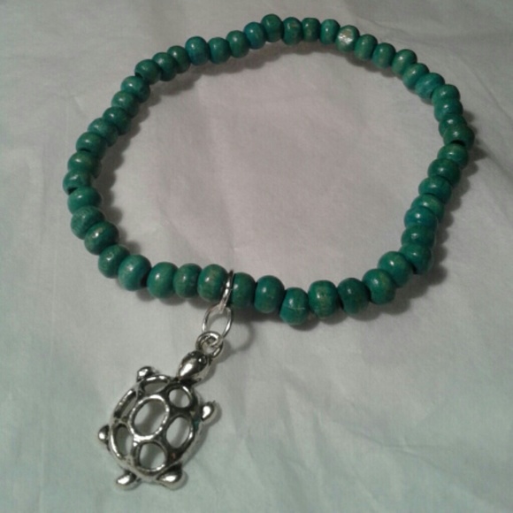 Blue Bracelet with Turtle Charm