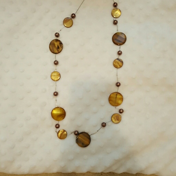 Amber and Silver beaded necklace