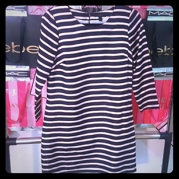 J. Crew navy striped silk dress