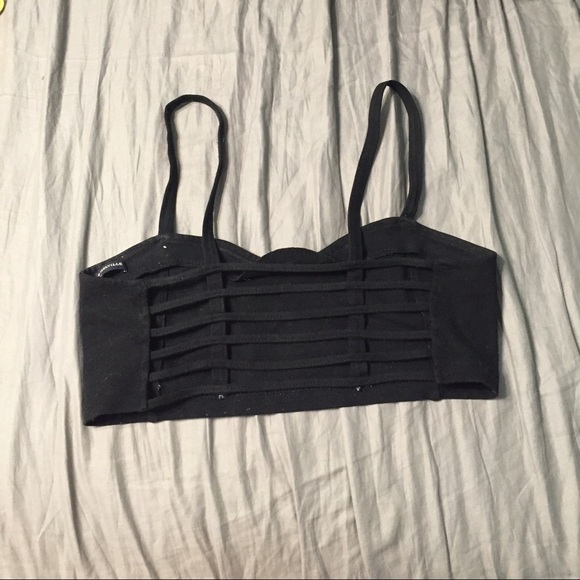 black cage back bralette