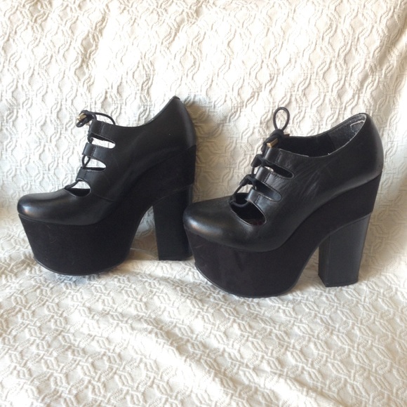 Black lace up platforms