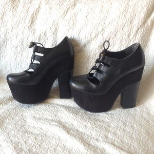 Black lace up platforms
