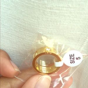 GOLD LOVE Screw Ring 6mm (w/cz rhinestones) size 5