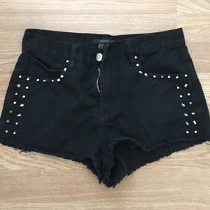 Black Jean high waisted shorts with studs size 24
