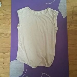 Caslon xs beige shirt with pearl bead sleeve