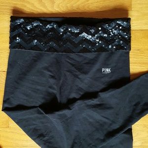 VS Pink! Sequin chevron yoga leggins black small