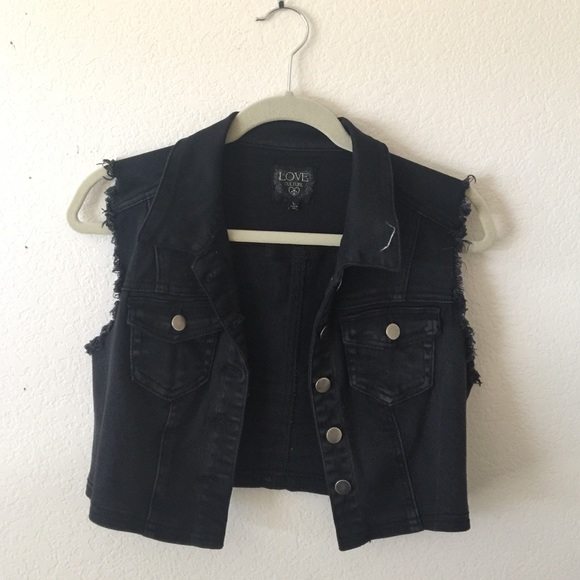 black denim cutoff jacket