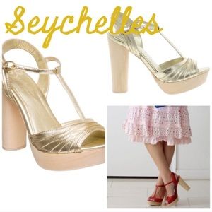 Seychelles Golden T-Strap Dietrich Shoes