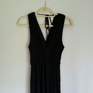 Black jersey knit maxi dress
