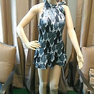 Dress pleated Grey black and white