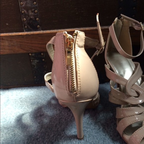 Nude Sandal Heels with Zip Back - Picture 2 of 3