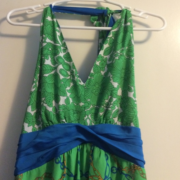 Multi-pattern halter maxi dress