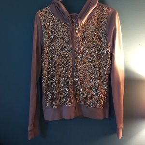 Sequin Pink Zip Up