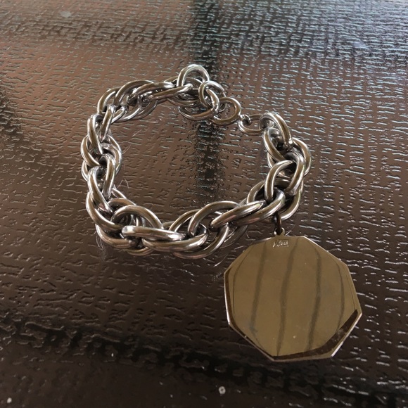 Silver Toned Rope Chain Bracelet with Charm