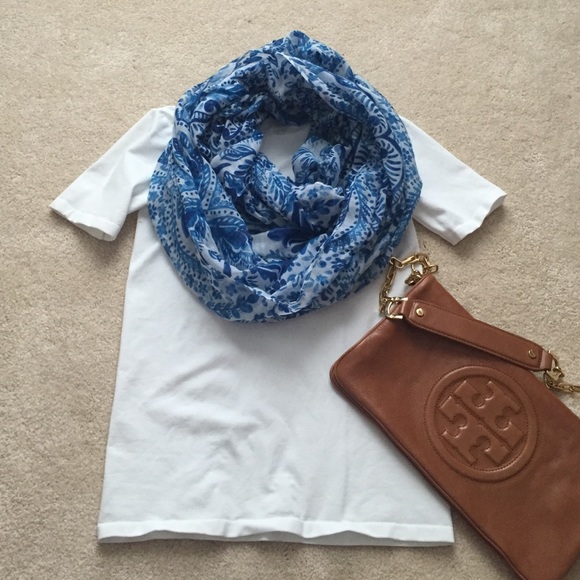 Blue Paisley Infinity Scarf EUC