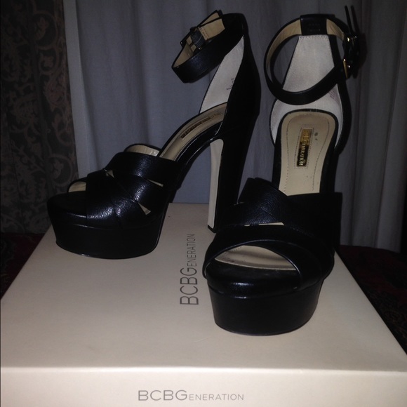 BCBG Generation Black Platform Strappy Shoes
