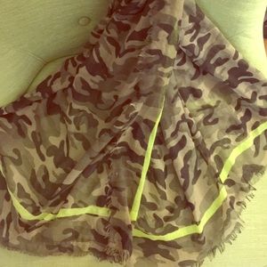 Camo scarf with lime green stripe