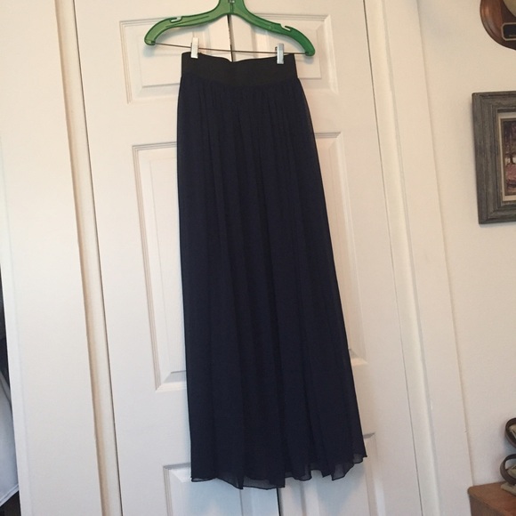 Navy Blue Chiffon Maxi Skirt!