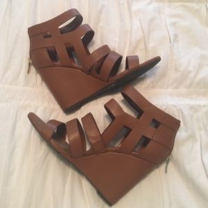 Brown wedge sandals