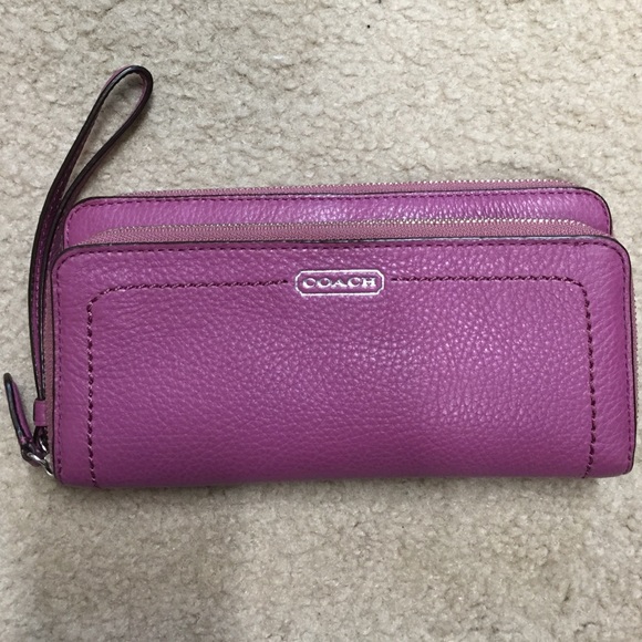 Pink Coach accordion zip wallet