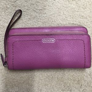 Pink Coach accordion zip wallet