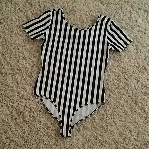 Black and white striped bodysuit