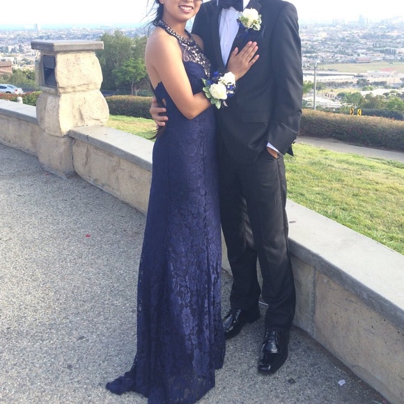 WINDSOR lace blue prom dress