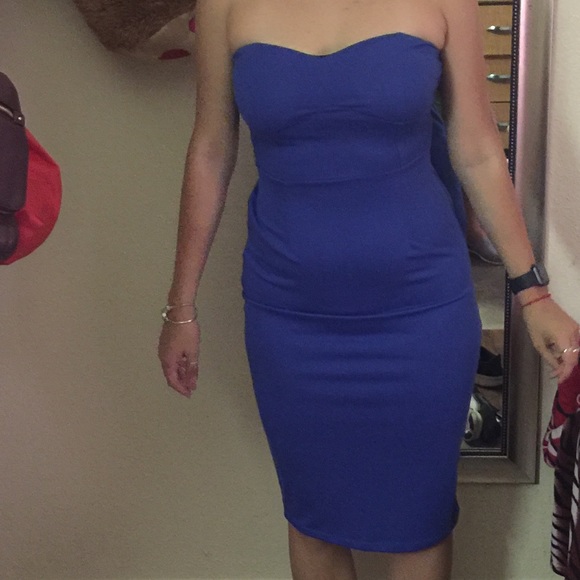 Blue long up to knee dress