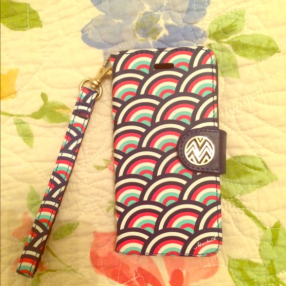 Mint condition phone case wristlet navy red &teal✨