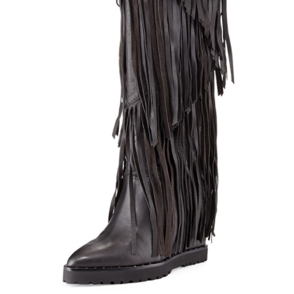 Ivy Kirzhner Wild Fringe Leather Wedge Boot - Picture 1 of 3