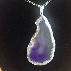 📍SOLD📍Large Purple Druzy Agate slice pendant