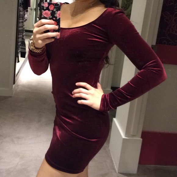Burgundy Velvet Bodycon dress