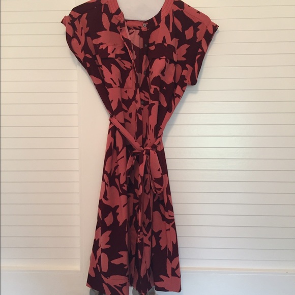 Loft petite button down dress with waist tie