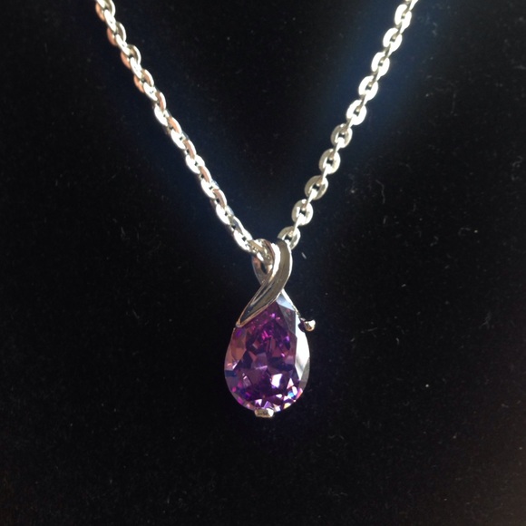 Natural purple Amethyst silver gemstone pendant