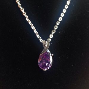 Natural purple Amethyst silver gemstone pendant