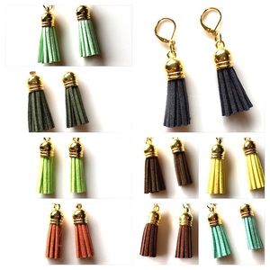 SOLD OUT Boho Leather Tassel Earrings Gold