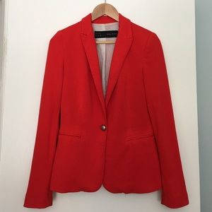 Zara Basic Red Knit Blazer